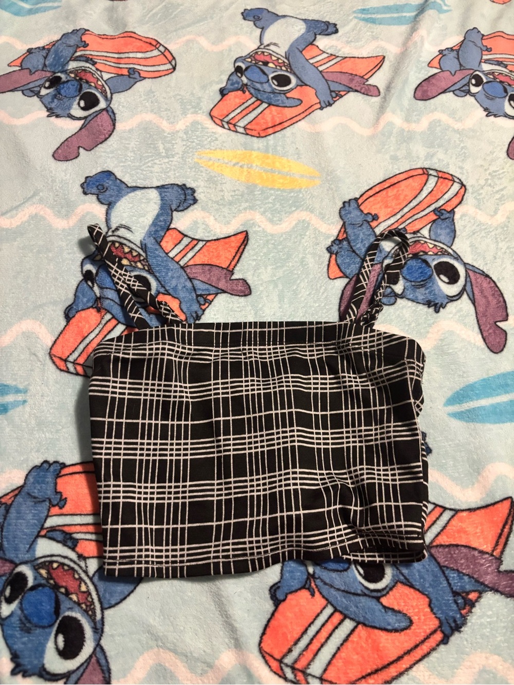 Black & White Plaid Crop Tank Top